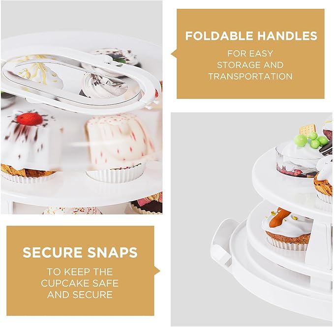 Round Cupcake Carrier for Transport, Two Tier Cupcake Container - Image 5