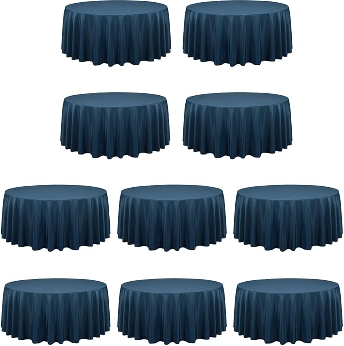 LTC LINENS 10 Pack 120 Inch Round Tablecloth Navy Blue by LTCLINENS