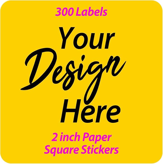 300 pcs Premium Custom Stickers Uncoated Paper 2 inch Square by SEESO