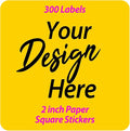 300 pcs Premium Custom Stickers Uncoated Paper 2 inch Square by SEESO