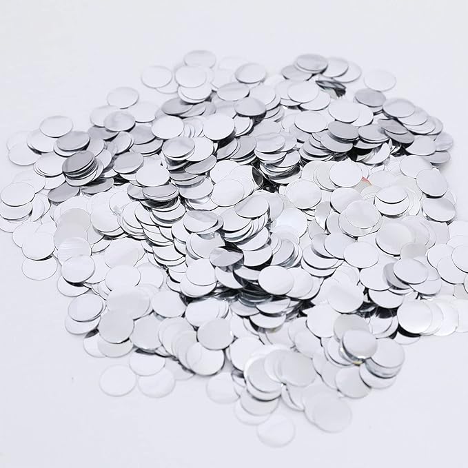 Silver Metallic Foil Confetti Round Dots Glitter Table Confetti by SIPRKAICT