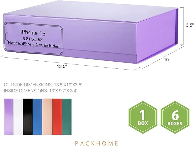 PACKHOME 6 Large Gift Boxes 13.5x10x3.5 Inches, Sturdy Shirt Boxes - Image 2