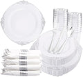 Liacere 350PCS Silver Plastic Plates&Pre Rolled Napkins by Liacere