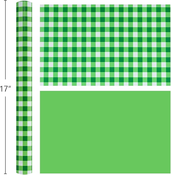 Burymento Green Checkerboard Wrapping Paper, Gift Wrap - Image 5