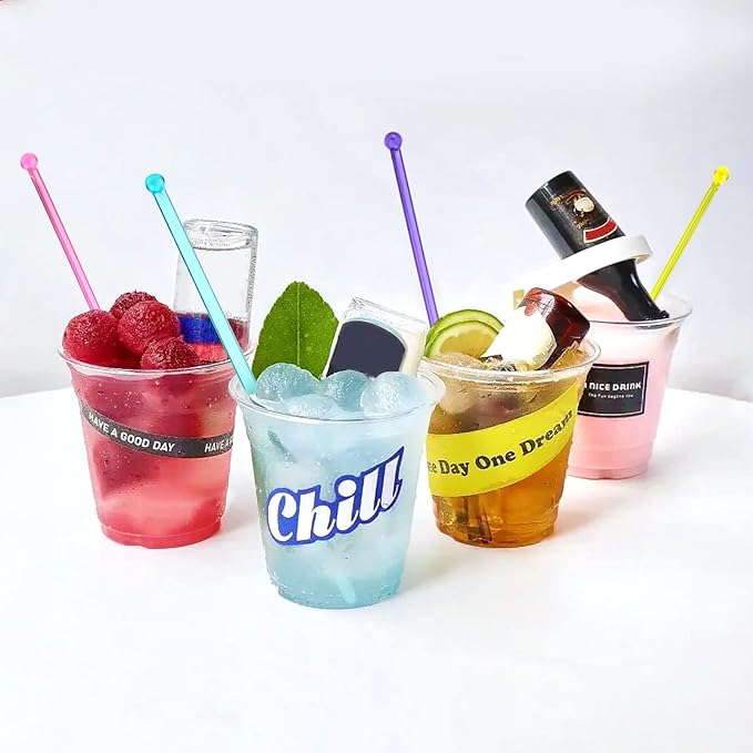 100-PCS 5 Colol Plastic Swizzle Sticks, Crystal Cake Pops, Cocktail Coffee - Image 4