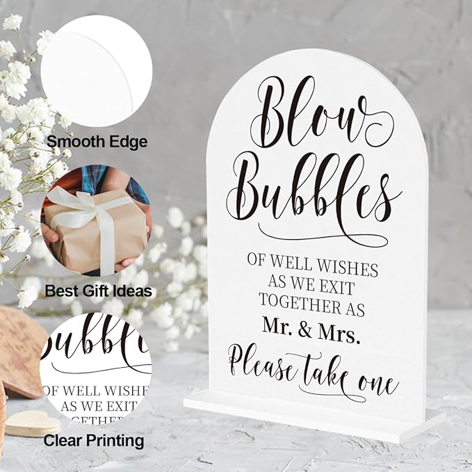 Wedding Blow Bubbles Sign, Blow Bubbles Desk Decor, Wedding Ceremony Party - Image 3