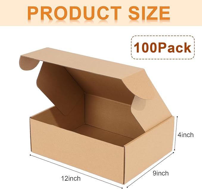 Qilery 100 Pcs Shipping Boxes Cardboard Gift Corrugated Cardboard Brown Boxes - Image 2
