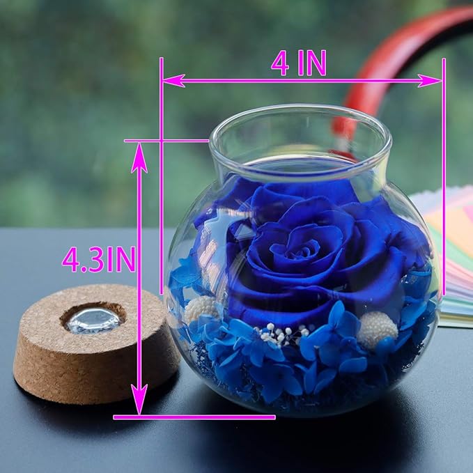 Preserved Real Roses with Colorful Mood Light Wishing Bottle, Eternal - Image 2