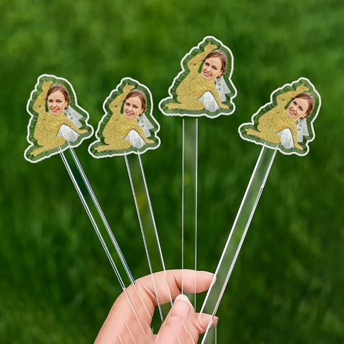 Personalized 50 pcs Double-Sided Wedding Stir Stick, Custom Bride Face Dancers - Image 2