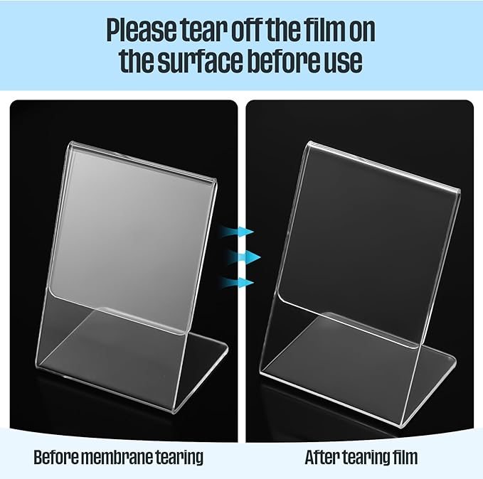 Ctosree 48 Pcs Acrylic Photo Frame L shape Slant Back Desktop Photo Frames - Image 2