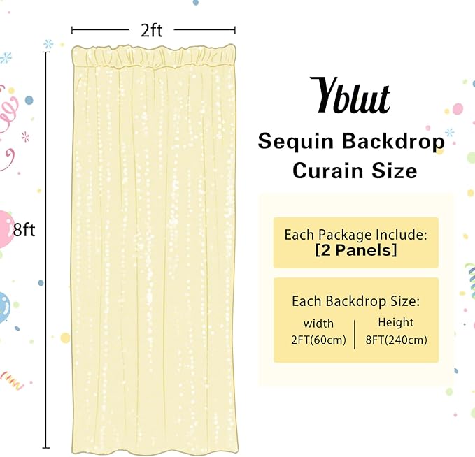 Mint Green Sequin Backdrop Curtain 2 Pieces 2FTx8FT Glitter Photography Backdrop - Image 6