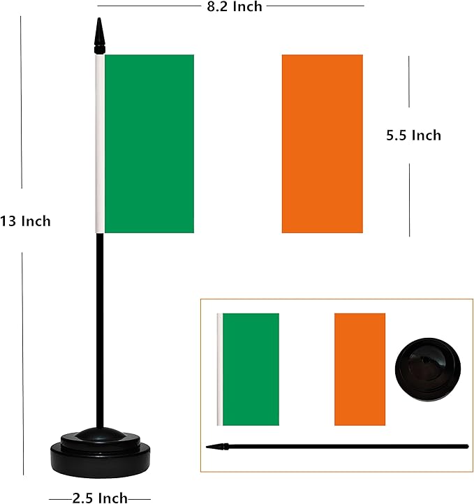 12 Pack Ireland Desk Flags Set, Irish Small Mini Table Office Flags - Image 2