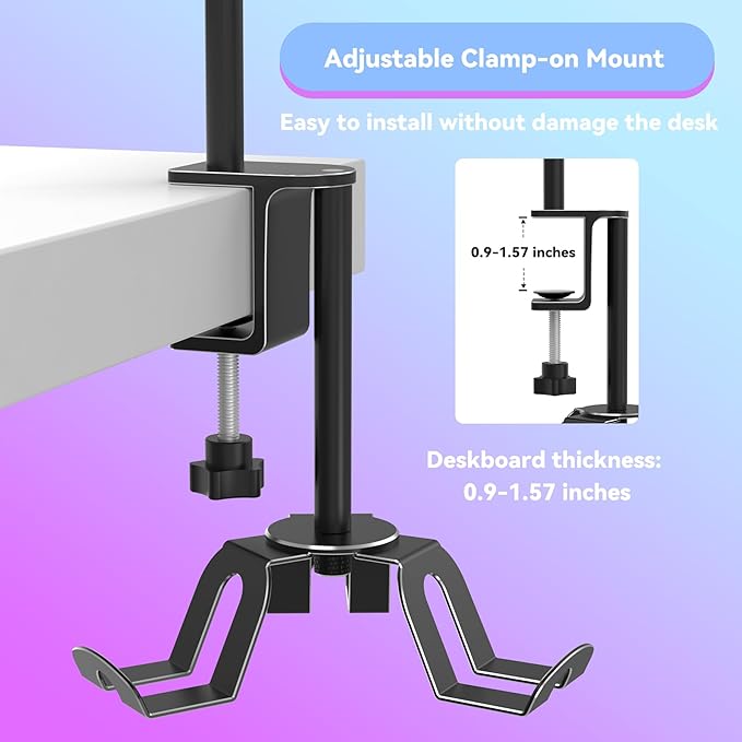 Rotatable 4 Tier Desk Clamp Controller Headset Stand, Universal Under Desk - Image 4