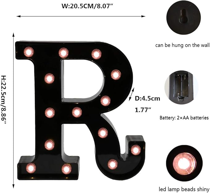 Light Up Black Alphabet Marquee Letters Sign LED Marquee Number Lights Sign - Image 5