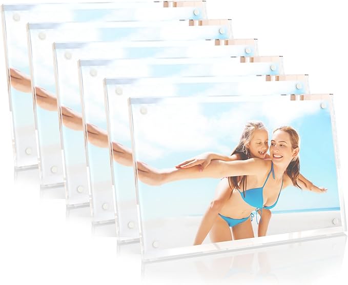 HELPLEX Picture Frames, 6 Pack 5x7 inch Acrylic Picture Frame Clear 5 x 7 Photo by HELPLEX