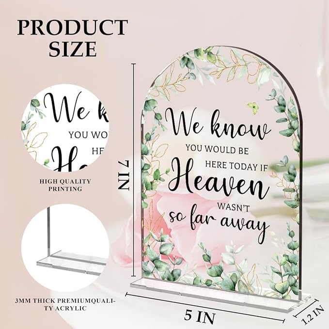 Wedding Memorial Sign，Heaven Wasn't So Far Away Sign，Wedding Supplies 5x7 Inch - Image 2