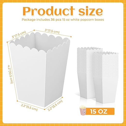 36 Pack Mini Popcorn Boxes for Party, Small Popcorn Cups Disposable for Movie - Image 2