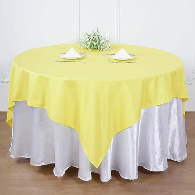 Efavormart 90" Yellow Wholesale Linens Polyester Square Linen Tablecloth by efavormart
