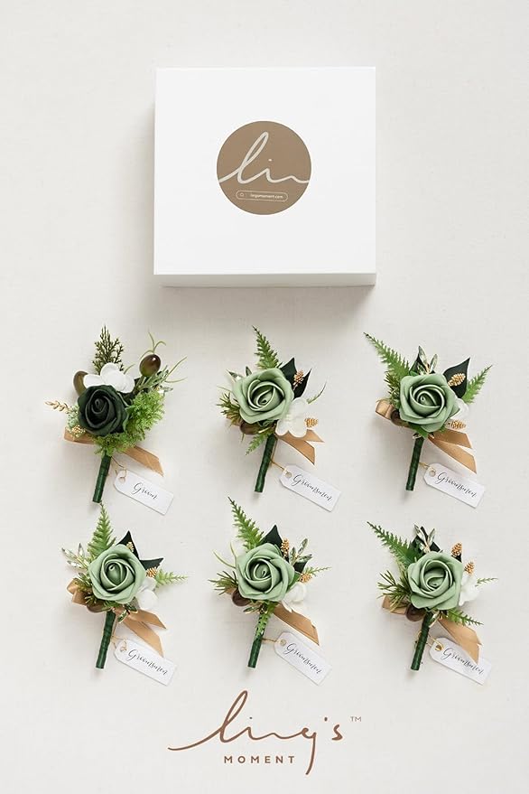 Ling's Moment Boutonniere for Men, Artificial Flowers for Wedding - Image 6