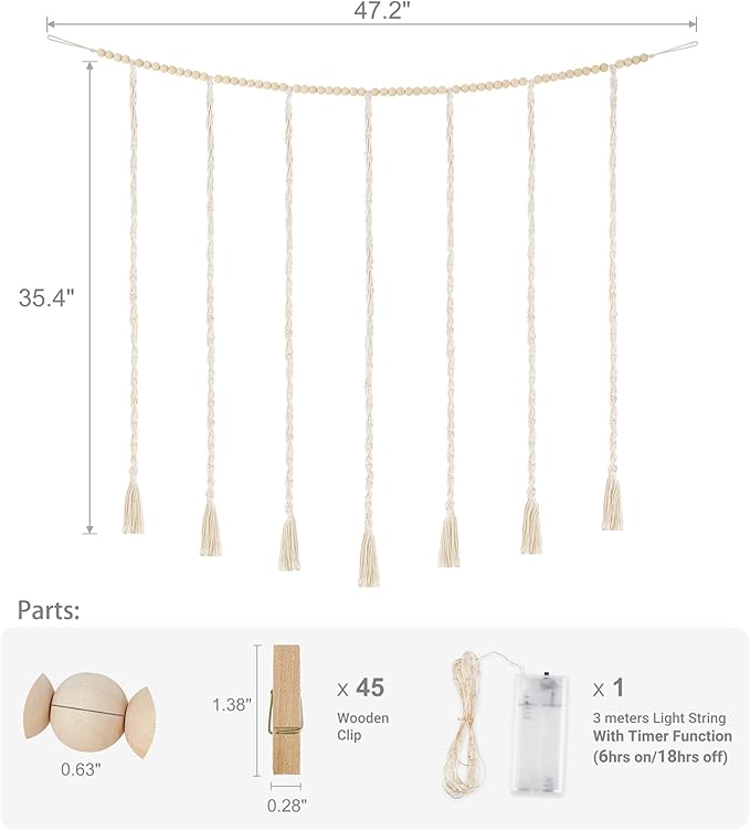 Mkono Macrame Hanging Photo Display Wall Decor - Image 7