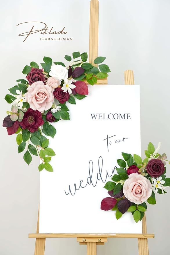 Wedding Decor Welcome Sign Flower Backdrop Garland - Image 2