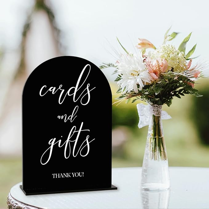 Black Cards and Gifts Sign, Wedding Engagement Bridal Shower Baby Shower Party - Image 4