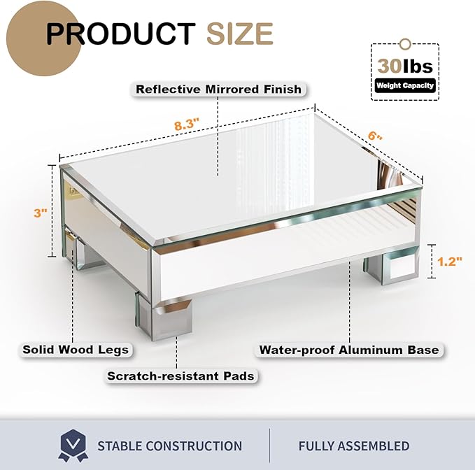 Mirrored Risers for Display, Tabletop Display Stand, Mirrored Perfume Tray for - Image 4