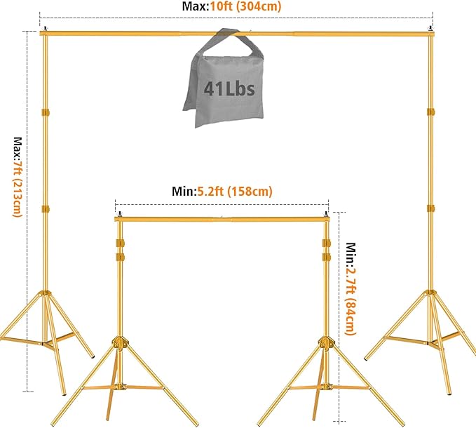 10ft x 7ft - Titanium Gold Adjustable Photography Backdrop Support System Photo - Image 5