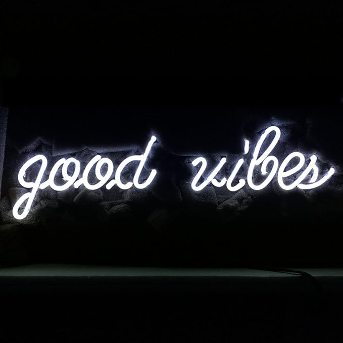 LiQi ™ ' Good Vibes ' Real Glass Handmade Neon Wall Signs by +Liqi+neon+signs
