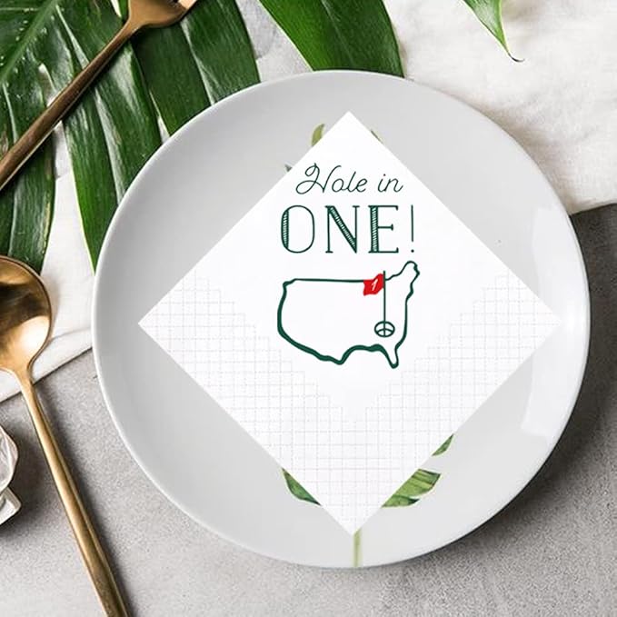 Golf Cocktail Napkins, 100 Pack Hole in One First Birthday Golf Themed Paper - Image 4