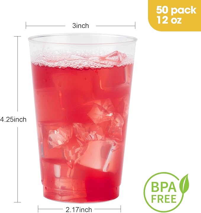 Goodluck 50PCS 12oz Clear Plastic Cups - Image 4