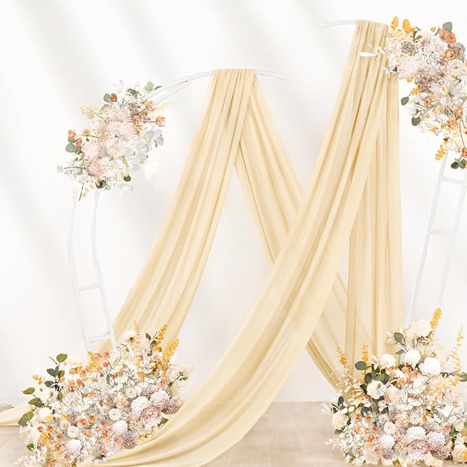 Champagne Gold Wedding Arch Draping Fabric 2 Panels 29" x 20 FT Wedding Drapes - Image 7