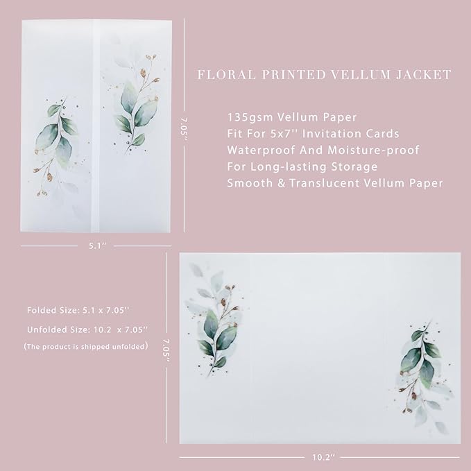 PONATIA 50PCS Vellum Jackets for 5x7 Invitation Cards - Image 5