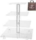 Jusalpha Large 4 Tier Cupcake Stand Square Acrylic Cupcake Tower Stand by Jusalpha