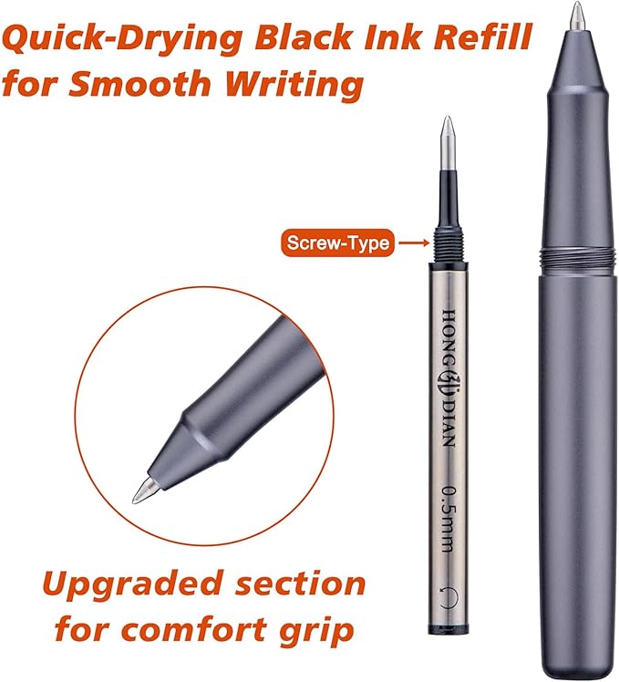 Hongdian M2 Black Forest Mini Rollerball Pen, Fine Point 0.5mm, Sleek Aluminium - Image 3