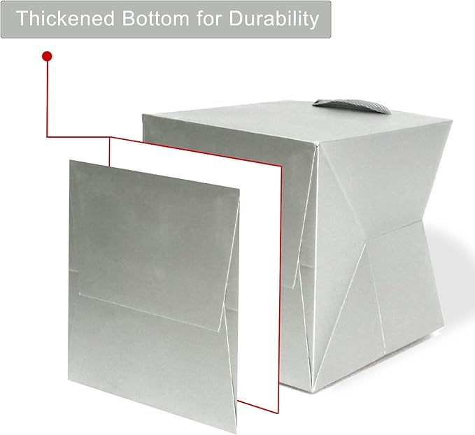 Silver Gray Paper Gift Bag Small Square Bottom Kraft Paper Bags - Image 3