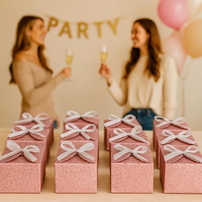 WEWILUCK Pink Glitter Gift Boxes – Foldable Paper Boxes - Image 3