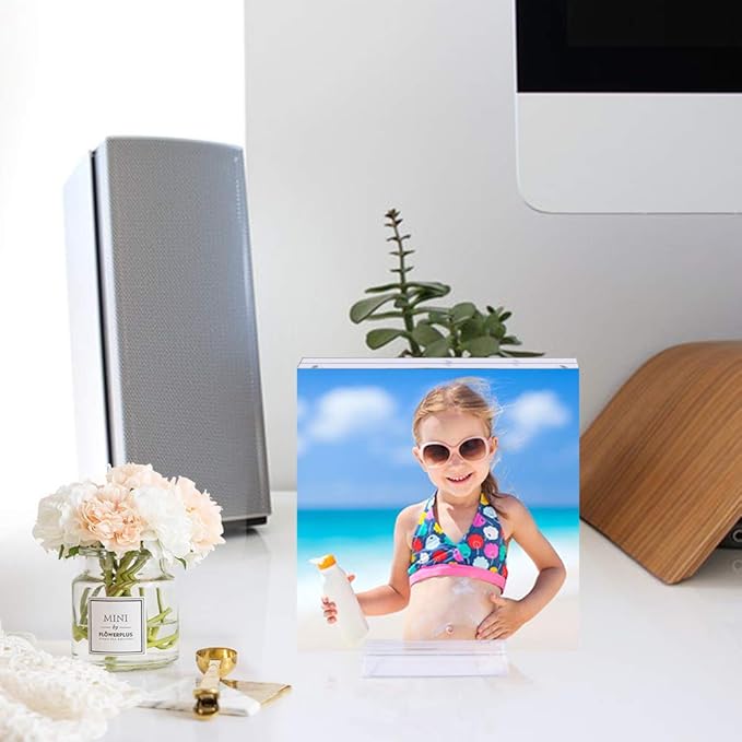 2 Pack Acrylic Picture Frame 4x4 Clear Double Sided Magnetic Photo Frameless - Image 4