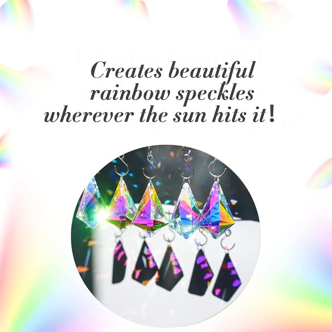 50mm Sun Catchers with Crystals, Colored Horns Crystal Prisms, Glass Pendant - Image 4