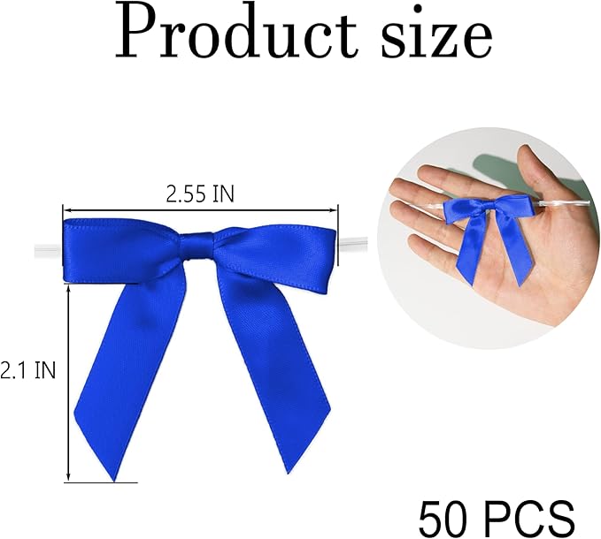50Pcs Royal Blue Twist Tie Bows - Image 5
