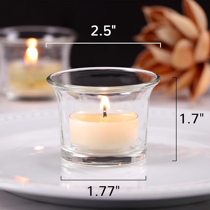 Letine Tealight Candle Holder Set of 12- Clear Glass Votive Candle Holders Bulk - Image 2