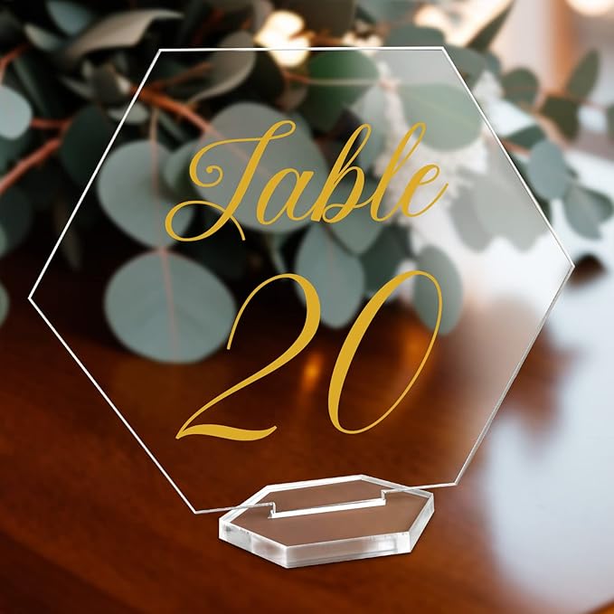 OurWarm Large Acrylic Wedding Table Numbers 1-20, Hexagon Multi-functional by OurWarm