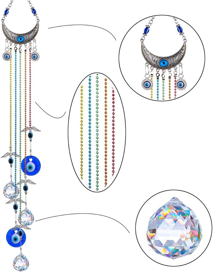 20inch Blue Evil Eye Hanging Crystals Suncatcher Ornament - Image 5