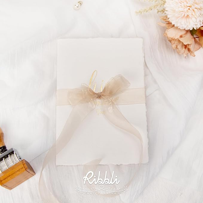 Ribbli Champagne Organza Ribbon, 1 Inches x Continuous 50 Yard, Champagne Sheer - Image 5