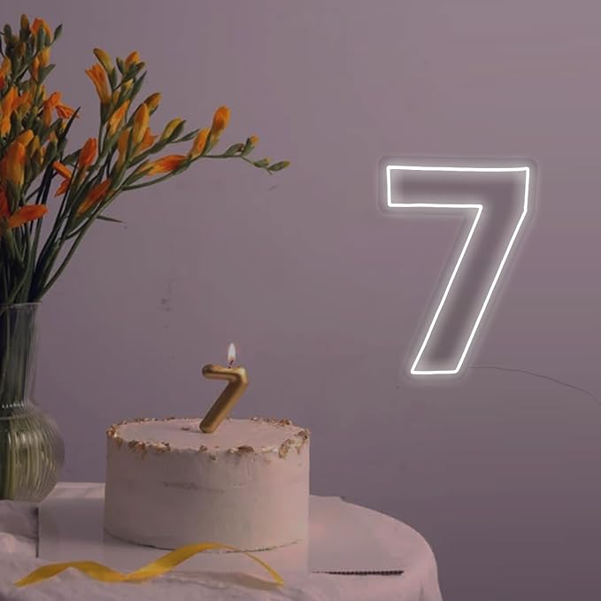 Number 7 Neon Sign for Birthday, 16.54" Cool White USB Battery Powered Led Neon - Image 5