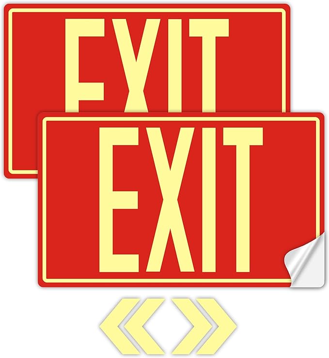 2Pack Photoluminescent Exit Sign Sticker, Glow In The Dark EXIT Signs, Includes by Bmytoo