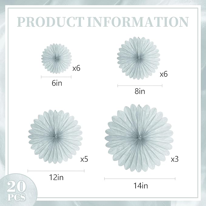 20 Pcs Gary Hanging Paper Fan, Hanging Honeycomb Round Paper Fans - Image 2