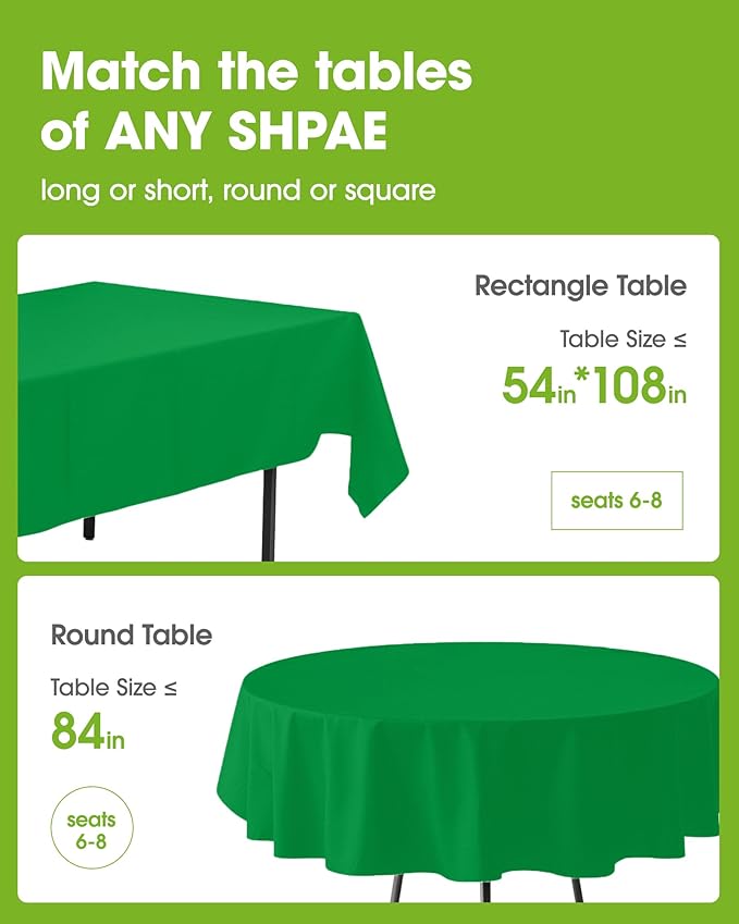 Pureegg Plastic Table Cloth Disposable 10 Pack, 54 x 108 Inch Table Cloths - Image 2