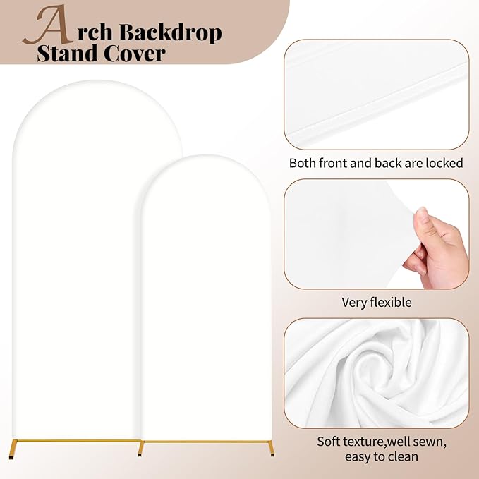 Wedding Arch Cover 6FT 7.2FT Arch Backdrop Cover Fitted Spandex Covers Set of 2 - Image 3