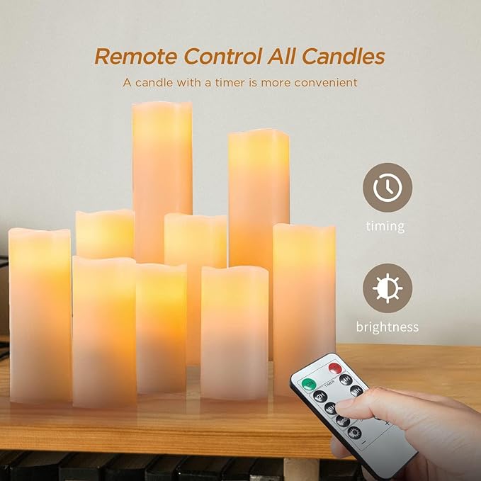 Hausware Flameless Candles Battery Operated Candles H 4" 5" 6" 7" 8" 9" Real - Image 3